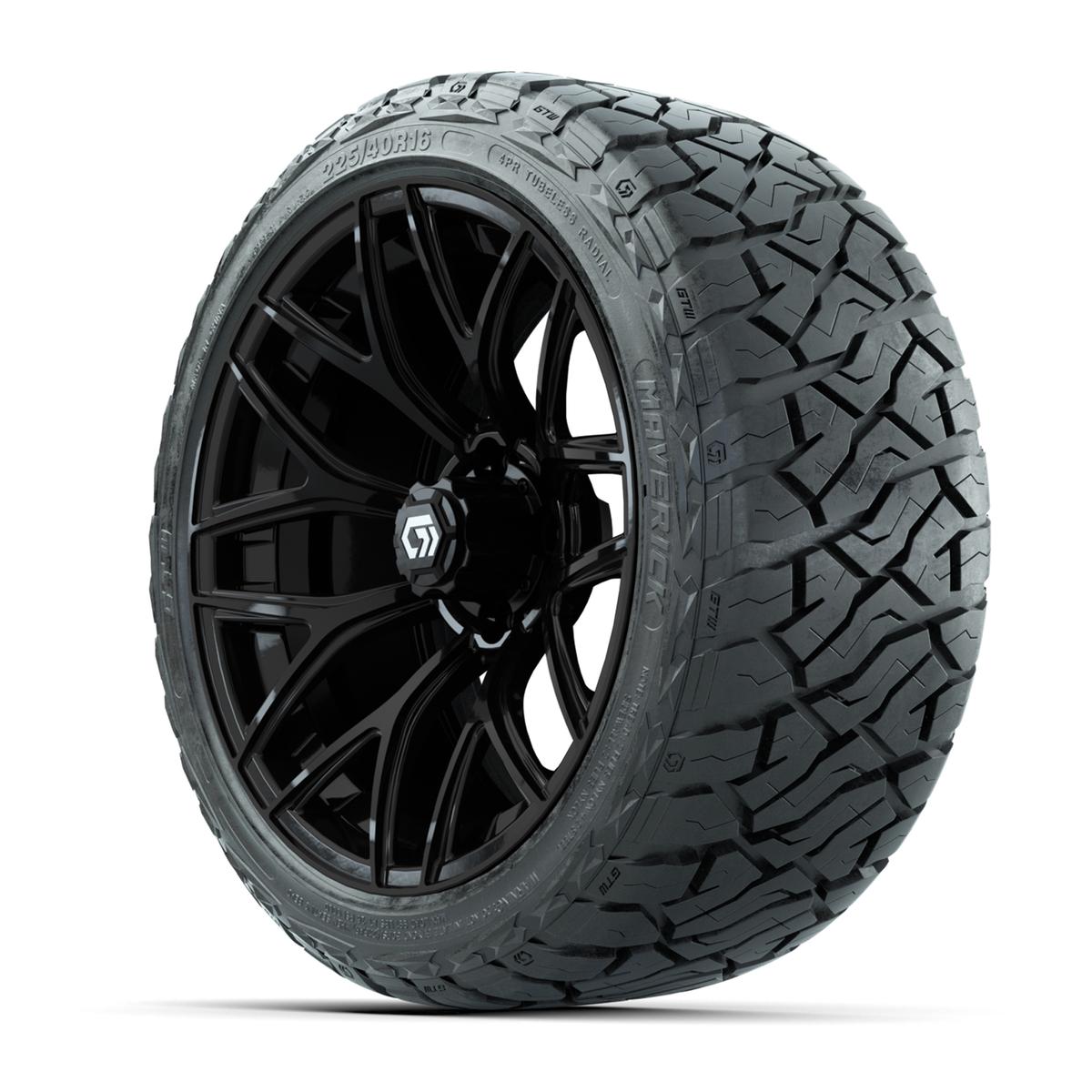 GTW&reg; Monaco Gloss Black 16 in Wheels with 225/40-R16 Maverick Hybrid Tires - Full Set