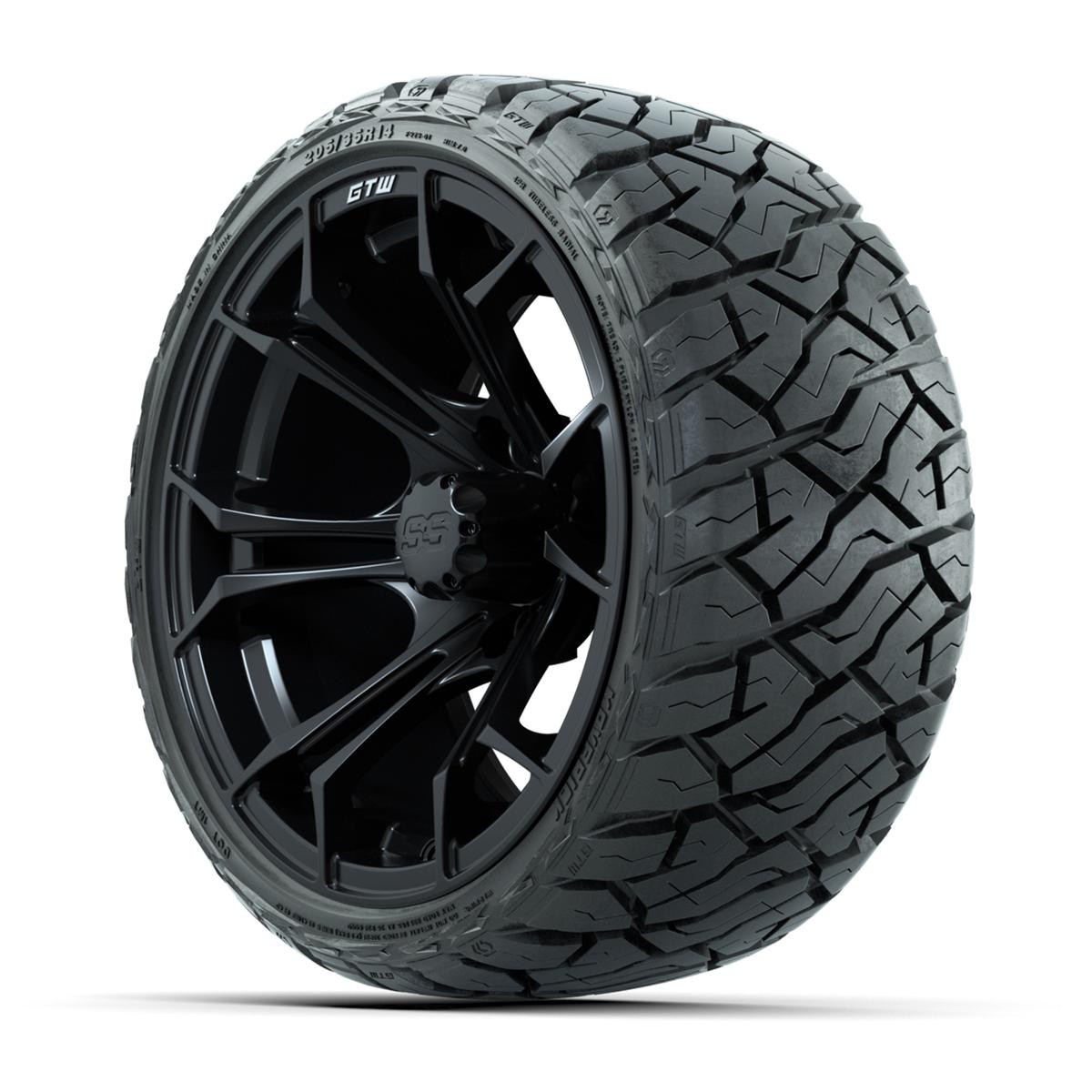 GTW Spyder Matte Black 14 in Wheels with 205/35-R14 Maverick Low-Profile All-Terrain Tires – Full Set