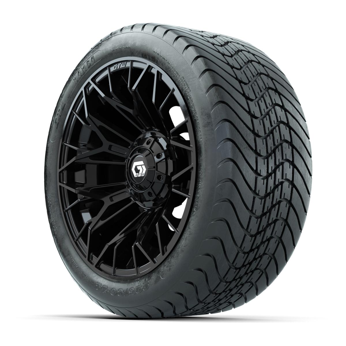 Set of (4) 14 in GTW® Stellar Black Wheels with 225/30-14 Mamba Street Tire