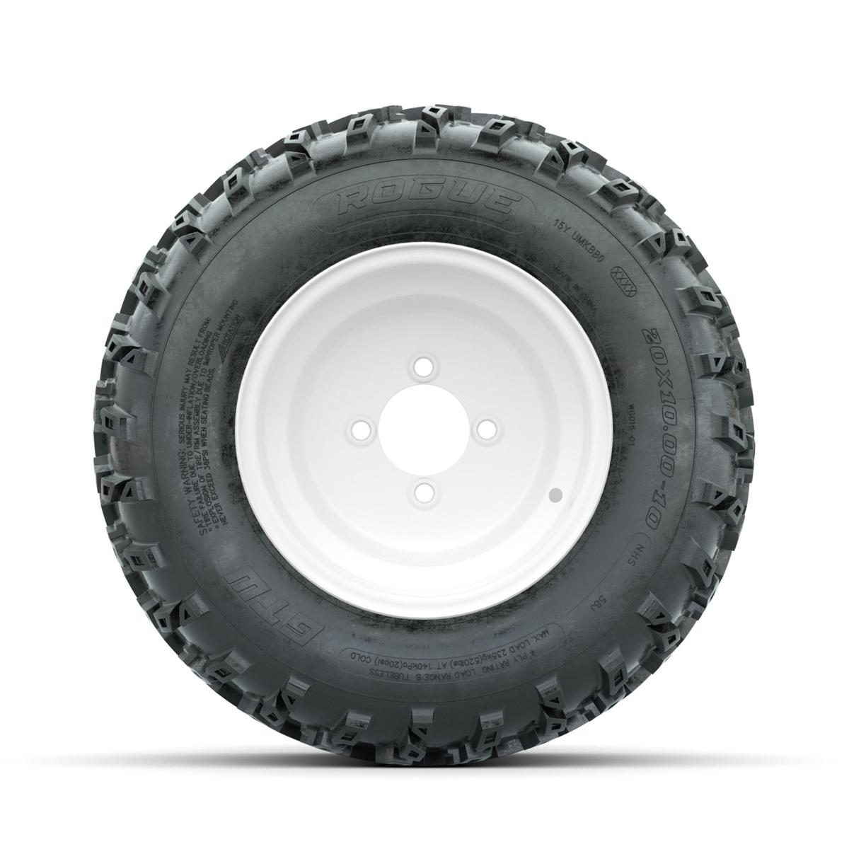 GTW Steel White 10 in Wheels with 20x10.00-10 Rogue All Terrain Tires – Full Set