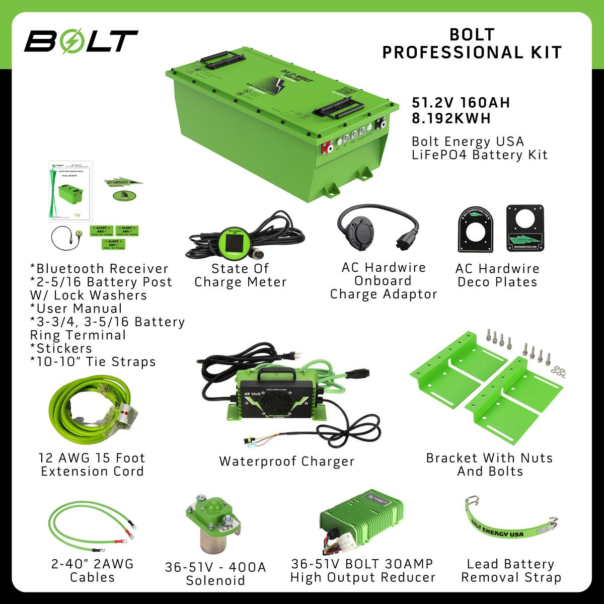 Bolt Energy Yamaha G29, Drive, Drive2 51V 160AH Heated Professional Battery Kit