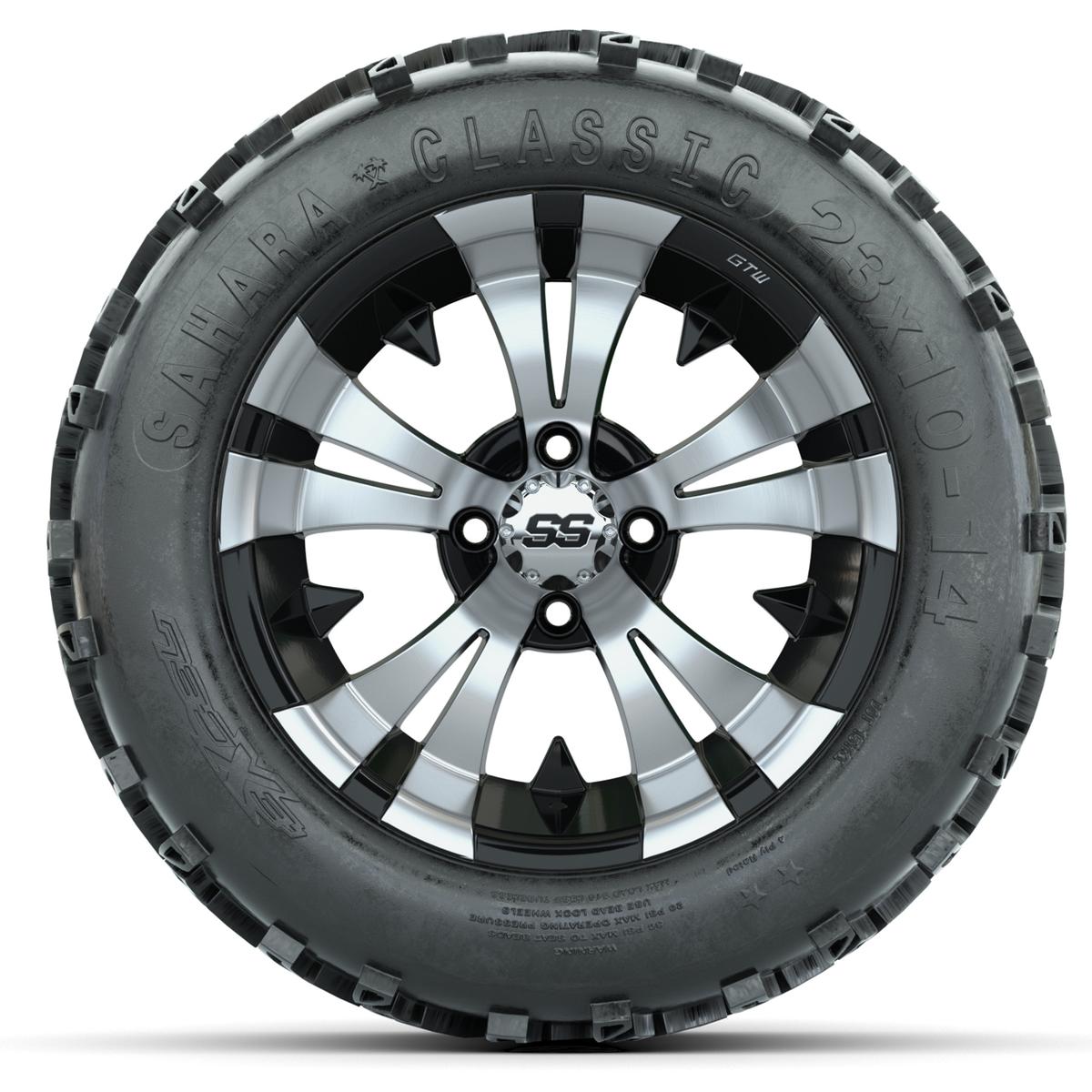 Set of (4) 14 in GTW Vampire Wheels with 23x10-14 Sahara Classic All-Terrain Tires