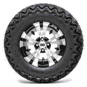 GTW Vampire Black and Machined Wheels with 23in Predator A-T Tires - 12 Inch