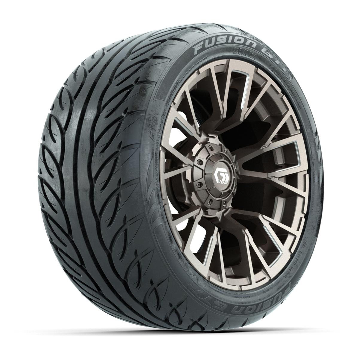GTW&reg; Vandal Bronze/Machined 14 in Wheels with 225/40-R14 Fusion GTR Steel Belt Radial Street Tires – Full Set