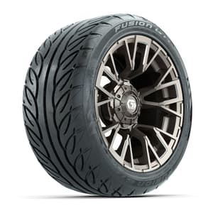 GTW&reg; Vandal Bronze/Machined 14 in Wheels with 225/40-R14 Fusion GTR Steel Belt Radial Street Tires – Full Set
