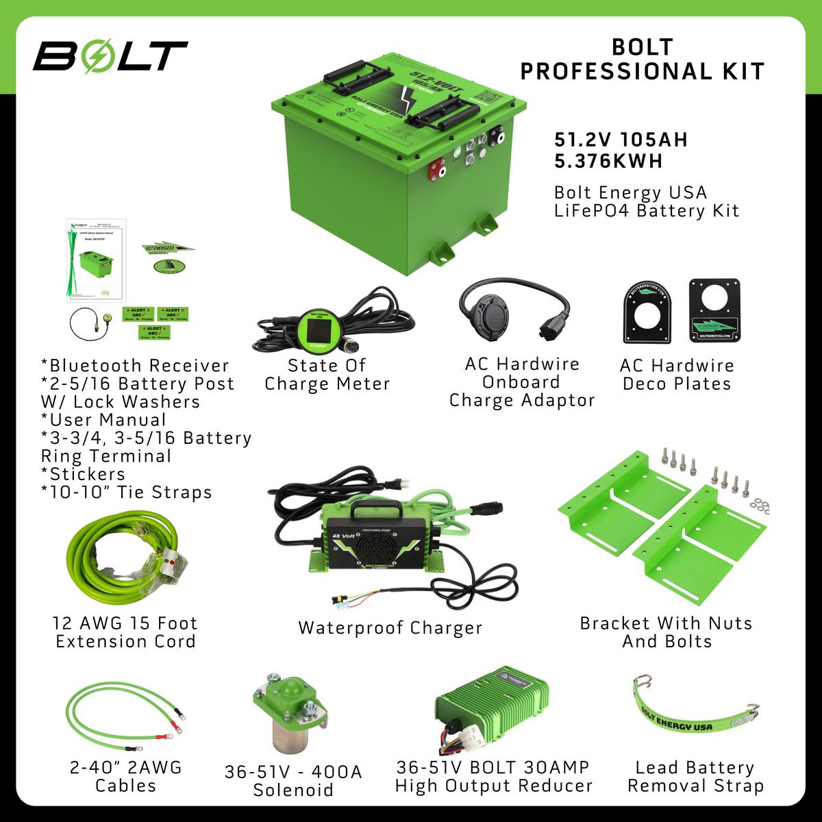 Bolt Energy 51V 105AH Square Heated Professional Accessory Battery Kit