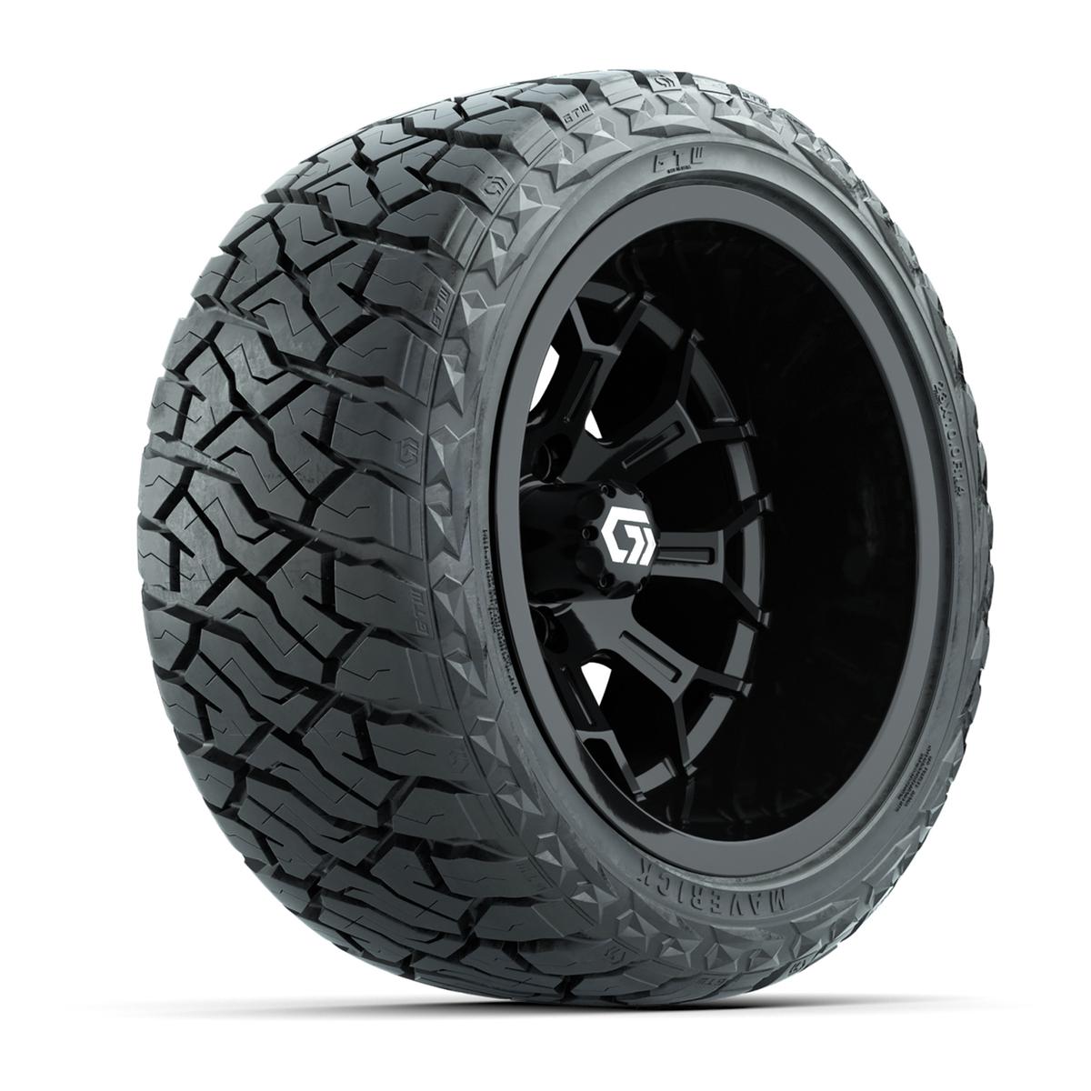 GTW&reg; Assault Gloss Black 14 in Wheels with 23X10-R14 Maverick Steel Belted Radial All-Terrain Tires - Full Set