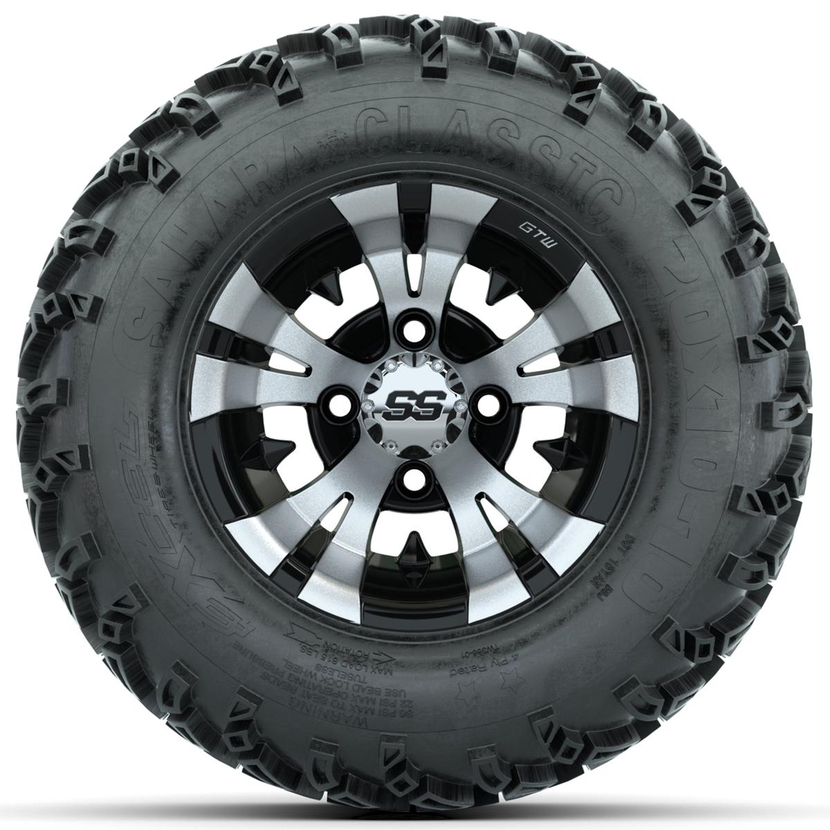 Set of (4) 10 in GTW Vampire Wheels with 20x10-10 Sahara Classic All Terrain Tires