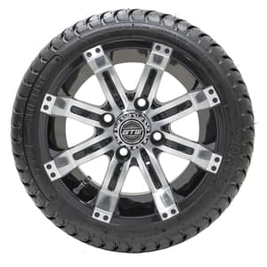 GTW Tempest Black and Machined Wheels with 18in Mamba DOT Approved Street Tires - 12 Inch