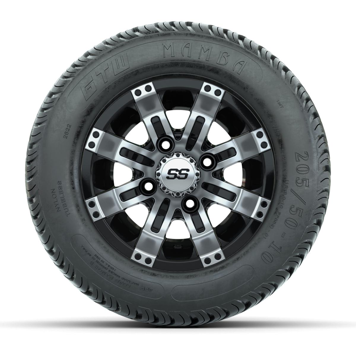 Set of (4) 10 in GTW Tempest Wheels with 205/50-10 Mamba Street Tires