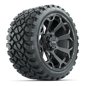 Set of (4) 15&Prime; GTW Raven Matte Gray Wheels with 23x10-R15 Nomad All-Terrain Tires