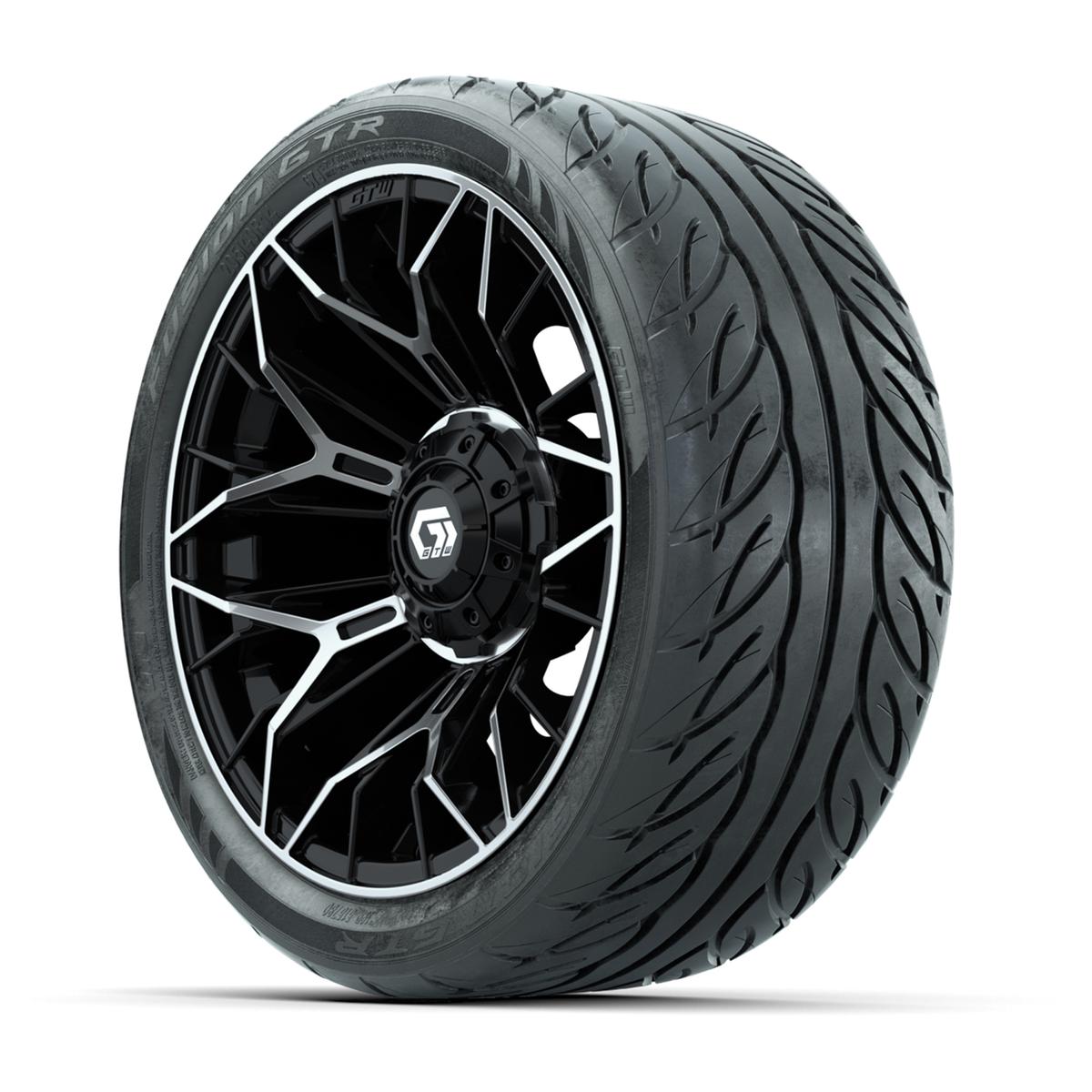 Set of (4) 14 in GTW® Stellar Machined & Black Wheels with 205/40-R14 Fusion GTR Street Tires
