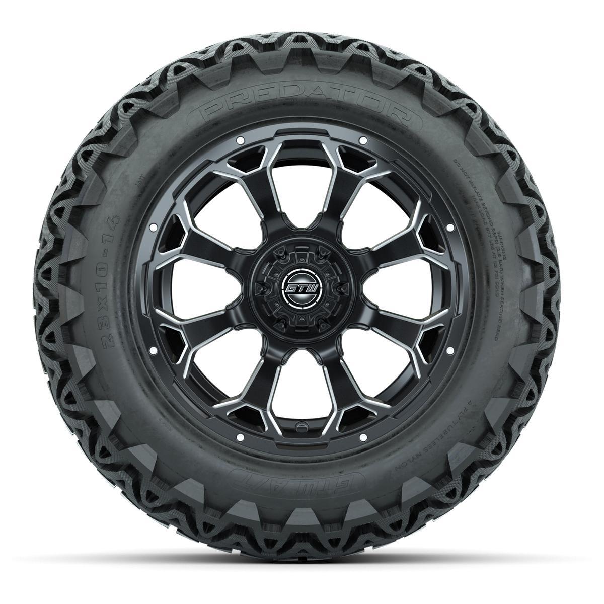 Set of (4) 14 in GTW Raven Wheels with 23x10-14 GTW Predator All-Terrain Tires