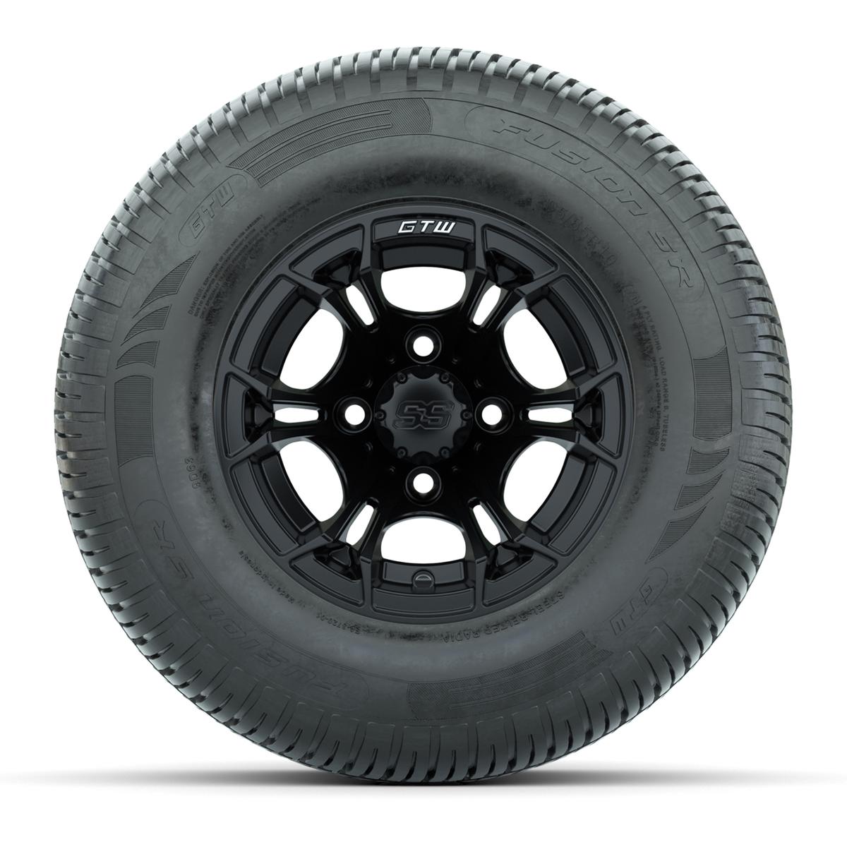 GTW Spyder Matte Black 10 in Wheels with 205/65-R10 Fusion SR Steel Belted Radial Tires – Full Set