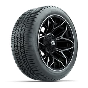 GTW&reg; Stellar Black/Machined 14 in Wheels with 205/30-R14 Fusion Street Tires – Full Set