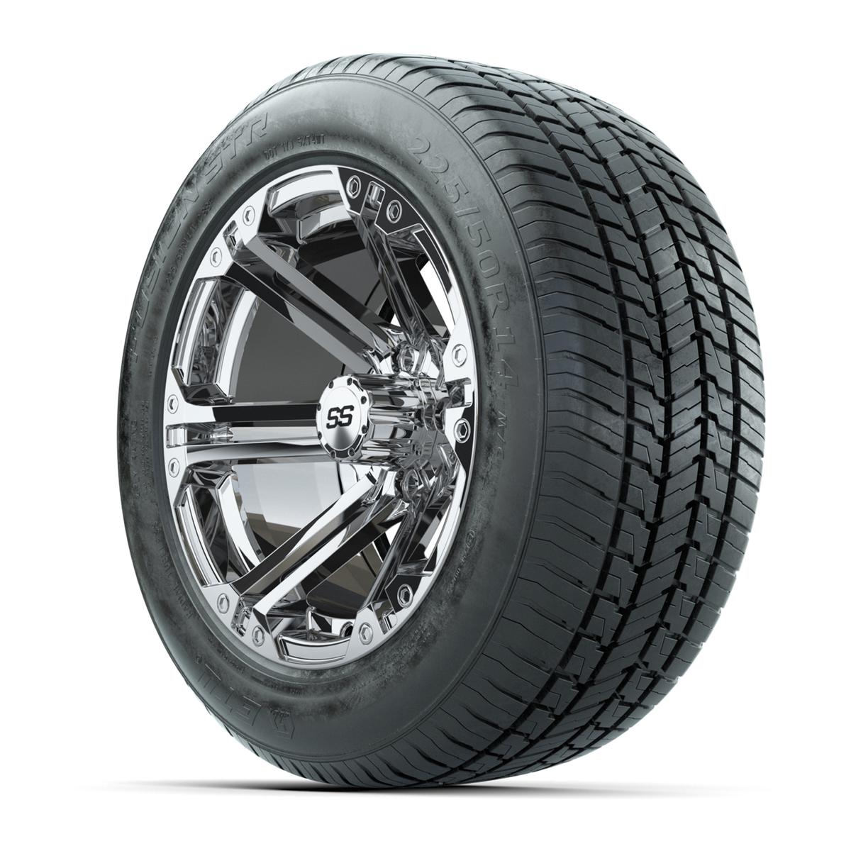 GTW&reg; Specter Chrome 14 in Wheels with 255/50-R14 Fusion STR DOT Approved Street Tires - Full Set