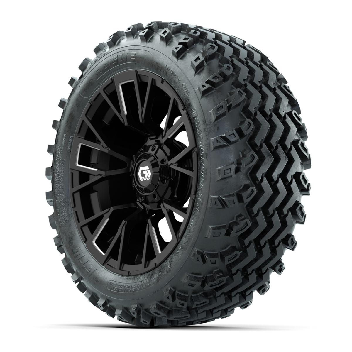 GTW&reg; Vandal Matte Black/Machined 14 in Wheels with 23X10-14 Rogue All-Terrain Tires – Full Set