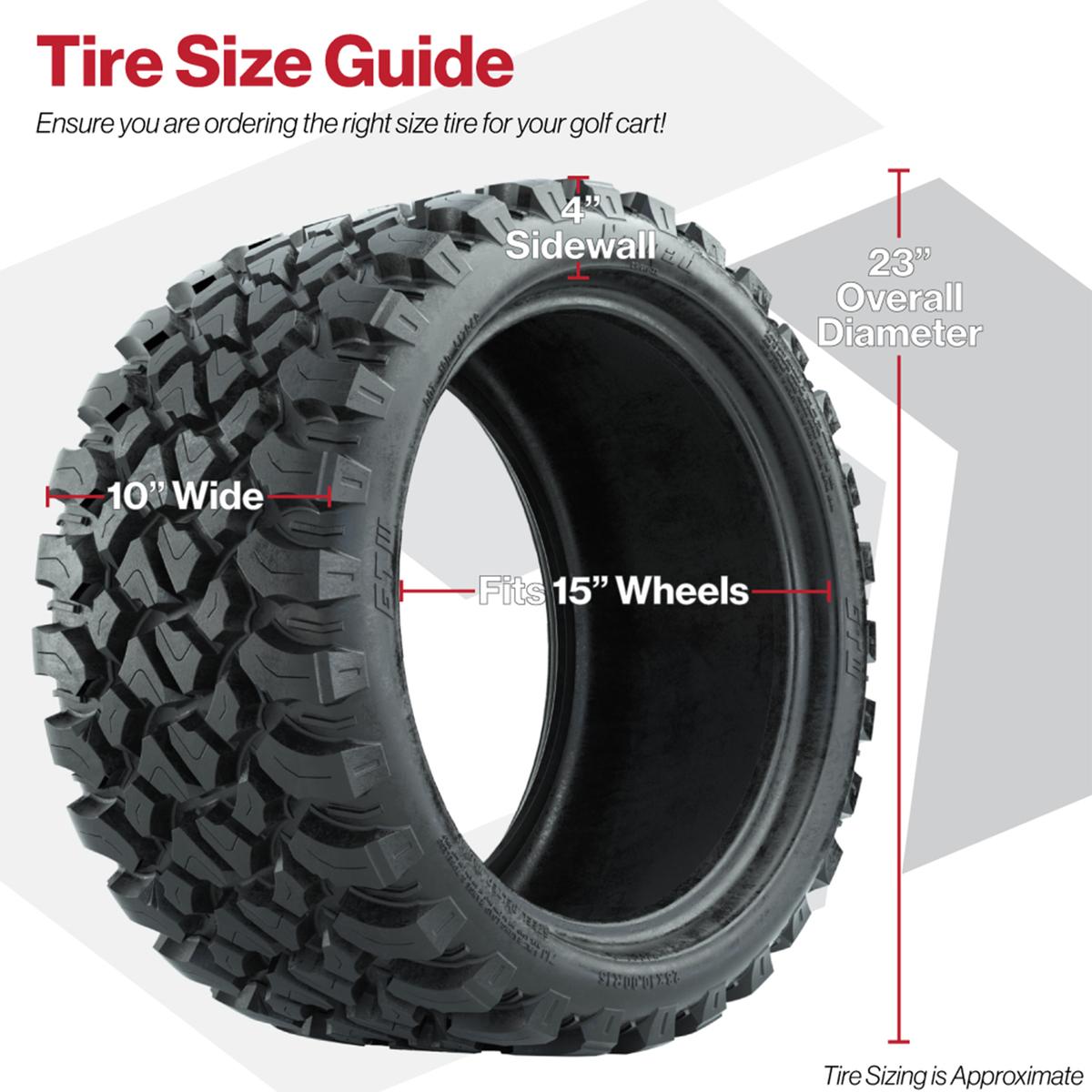 GTW&reg; Viper Chrome 15 in Wheels with 23X10-R15 Nomad Steel Belted Radial All-Terrain Tires - Full Set