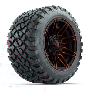 GTW&reg; Stealth Red/Machined 12 in Wheels with 22X11-R12 Nomad Steel Belt Radial All-Terrain Tires – Full Set