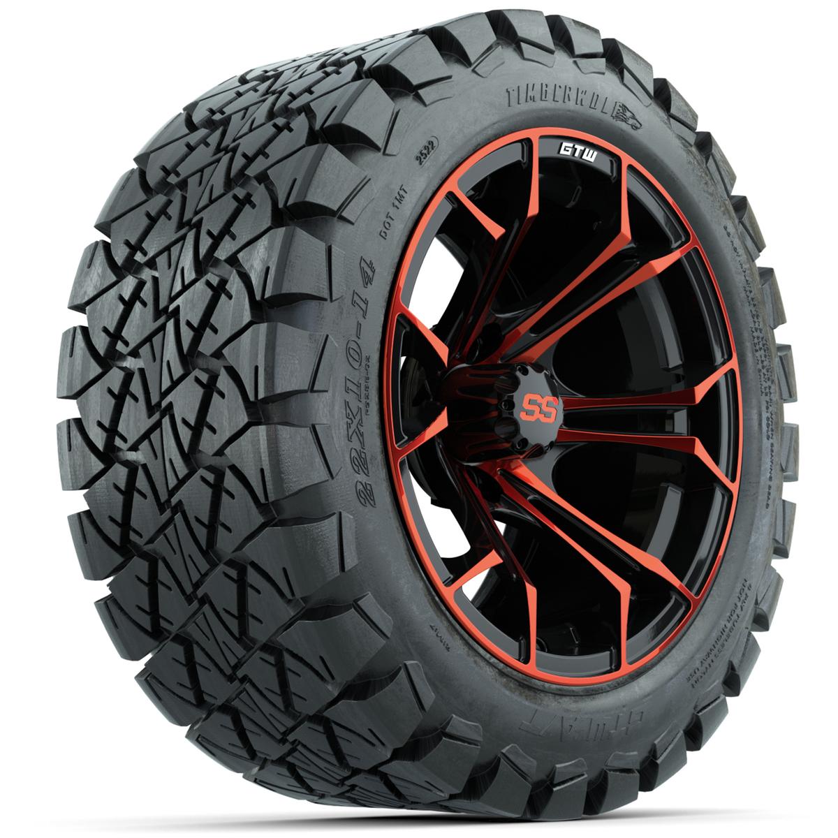 GTW Spyder Red/Black 14 in Wheels with 22x10-14 GTW Timberwolf All-Terrain Tires – Full Set
