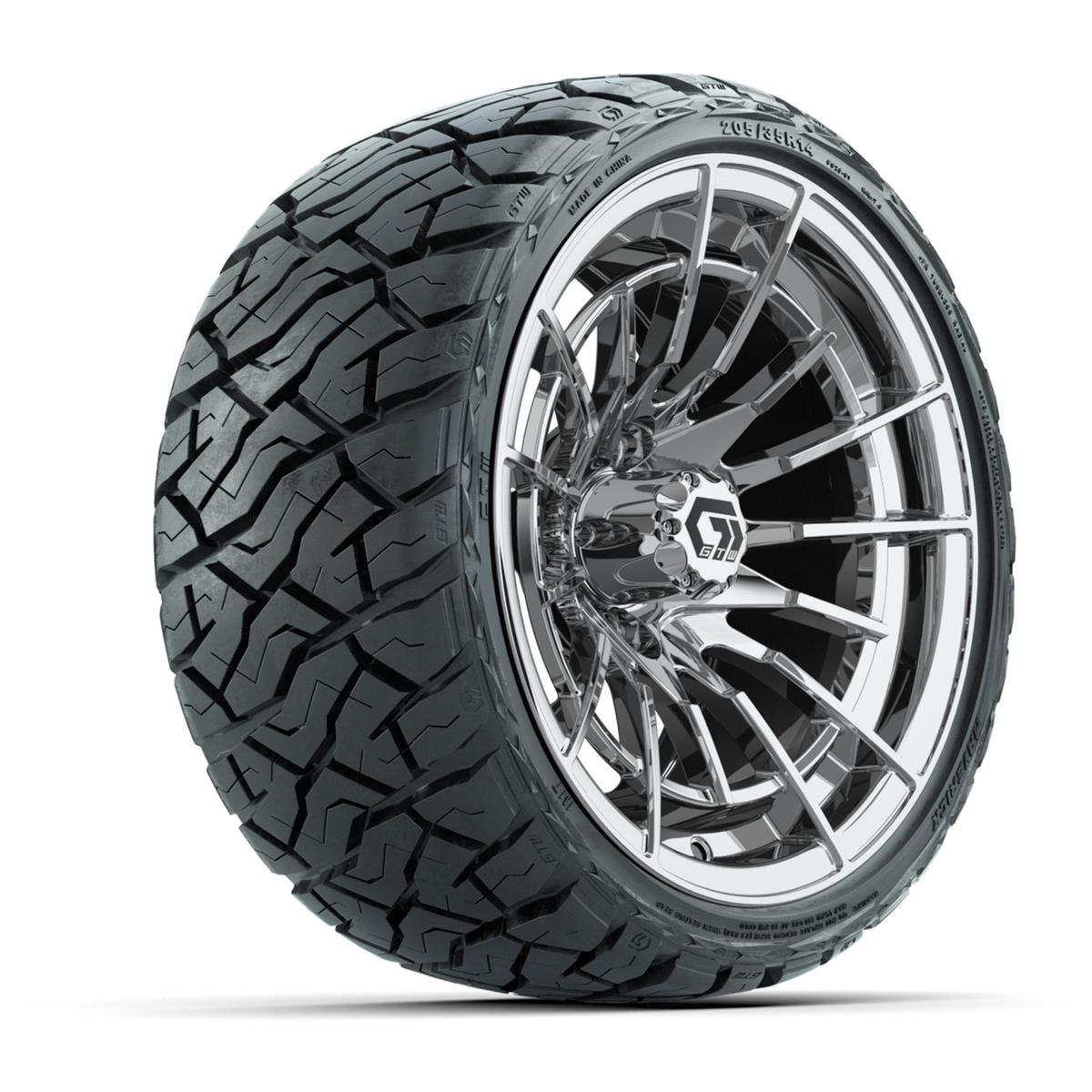 GTW Boost Chrome 14 in Wheels with 205/35-R14 Maverick Low-Profile All-Terrain Tires – Full Set