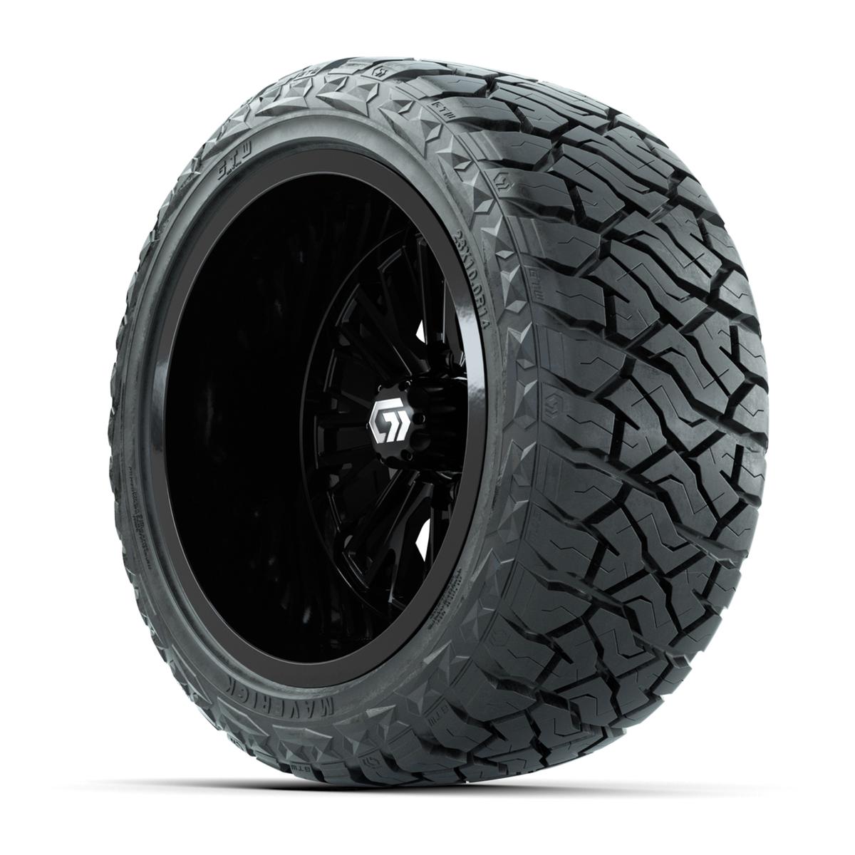 GTW&reg; Viper Gloss Black 14 in Wheels with 23X10-R14 Maverick Steel Belted Radial All-Terrain Tires - Full Set