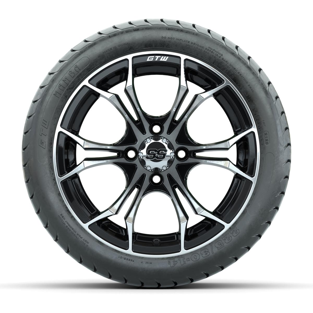 GTW Spyder Machined/Black 14 in Wheels with 225/30-14 Mamba Street Tires – Full Set