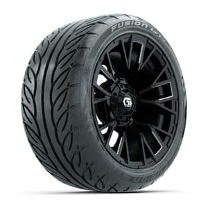 GTW&reg; Vandal Matte Black/Machined 14 in Wheels with 225/40-R14 Fusion GTR Steel Belt Radial Street Tires – Full Set