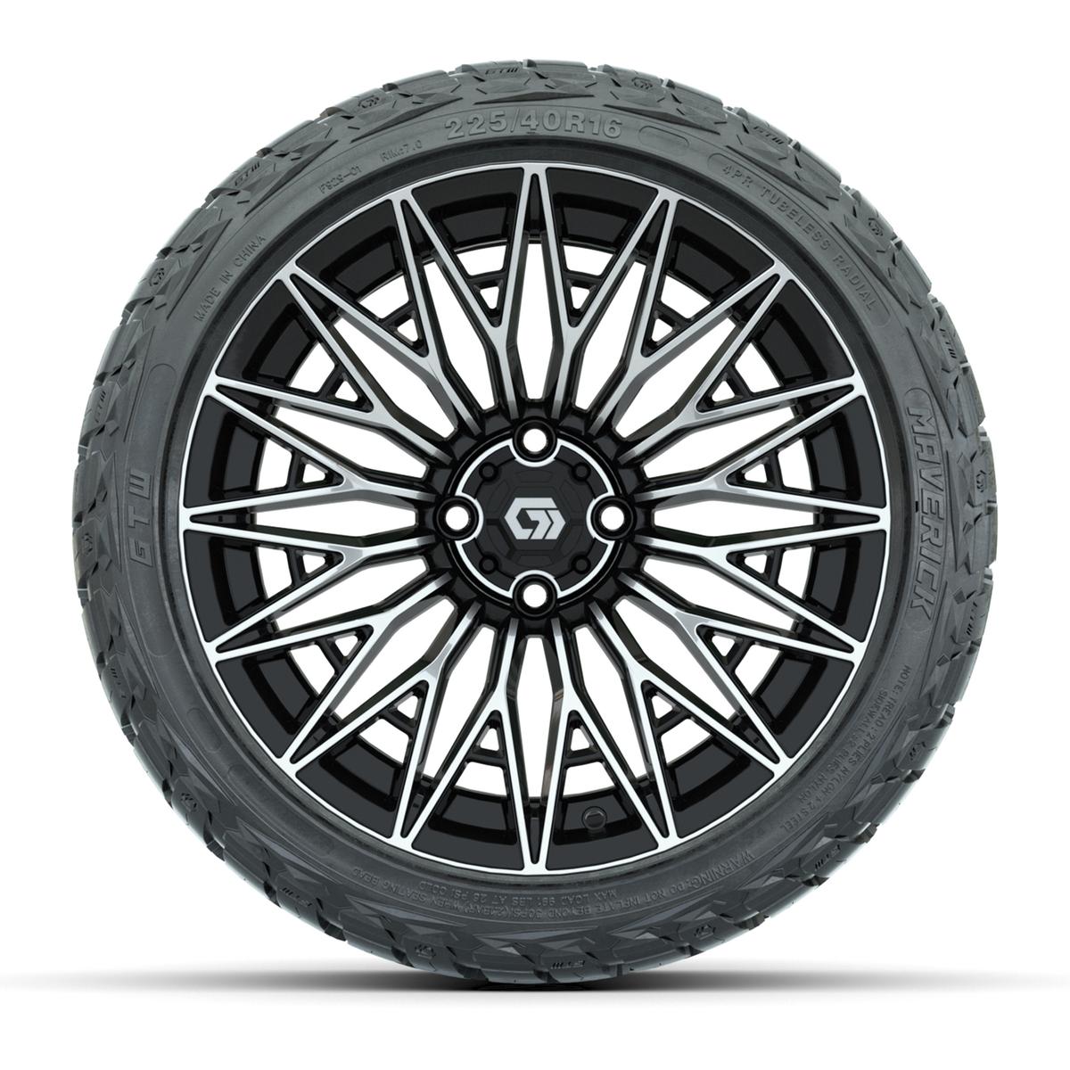 GTW&reg; Blur Black/Machined 16 in Wheels with 225/40-R16 Maverick Hybrid Tires - Full Set