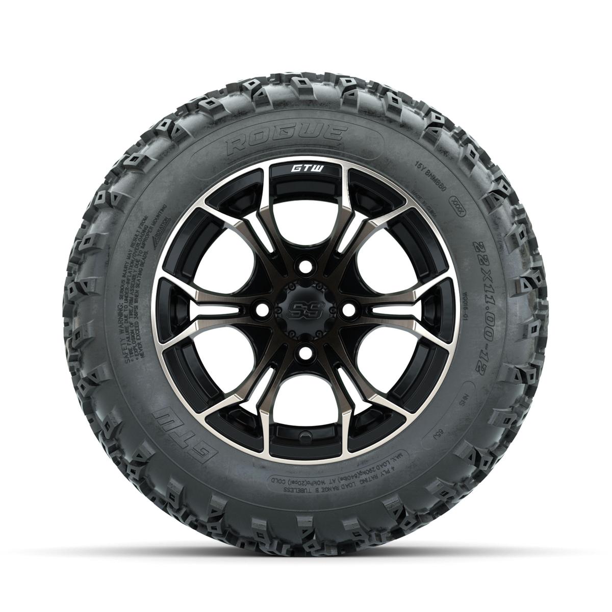 GTW Spyder Bronze/Matte Black 12 in Wheels with 22x11.00-12 Rogue All Terrain Tires – Full Set