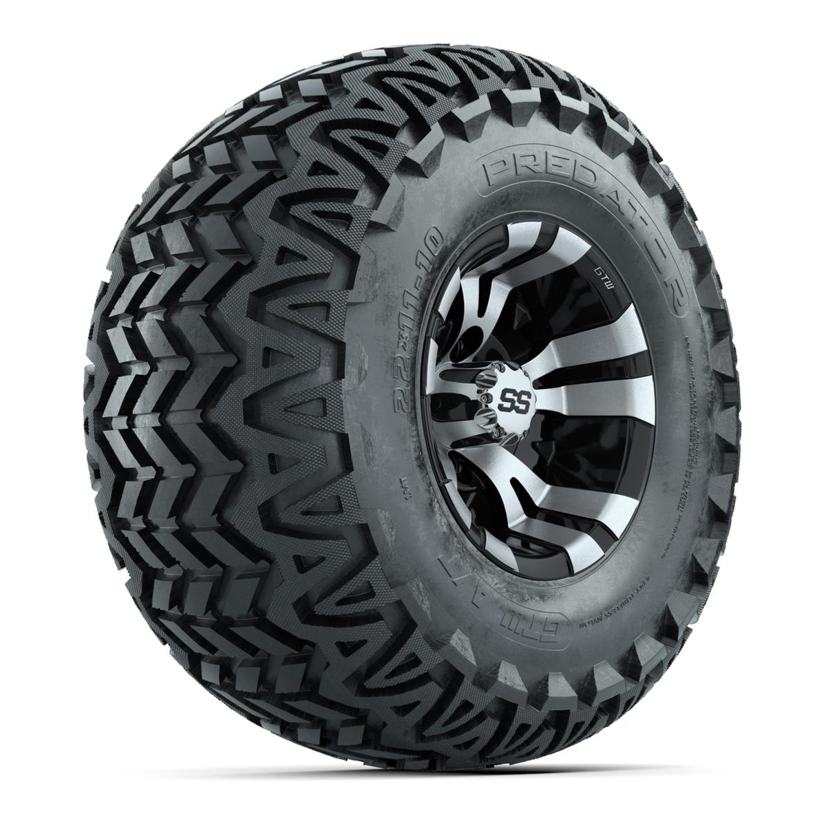 GTW Vampire Black and Machined Wheels with 22in Predator A-T Tires - 10 Inch
