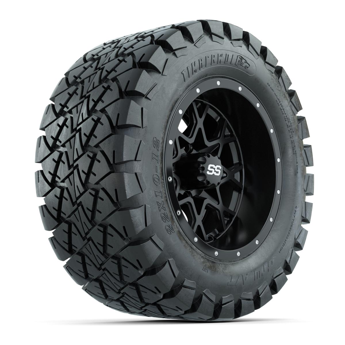 Set of (4) 12 in GTW Vortex Wheels with 22x10-12 GTW Timberwolf All-Terrain Tires