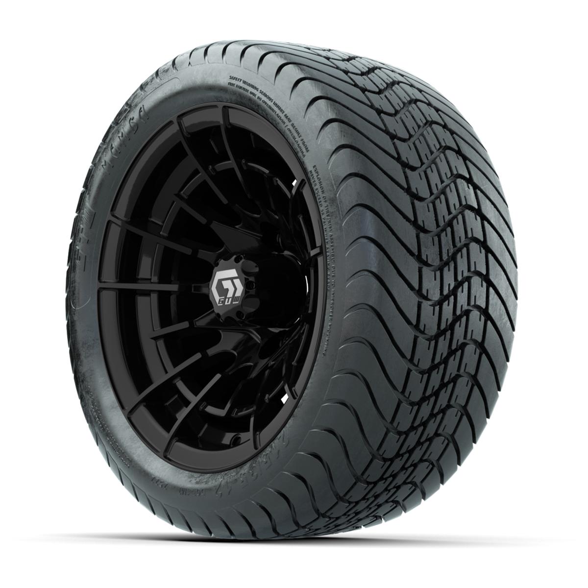 GTW® Boost Gloss Black 12 in Wheels with 215/35-12 Mamba Street Tires – Full Set