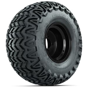 Set of (4) 10 in Black Steel Offset Wheels with 22x11-10 Predator All Terrain Tires