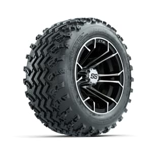 GTW Spyder Machined/Black 10 in Wheels with 18x9.50-10 Rogue All Terrain Tires – Full Set