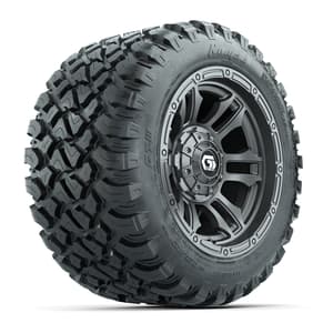 GTW&reg; Shogun Gunmetal 12 in Wheels with 22X11-R12 Nomad Steel Belt Radial All-Terrain Tires – Full Set