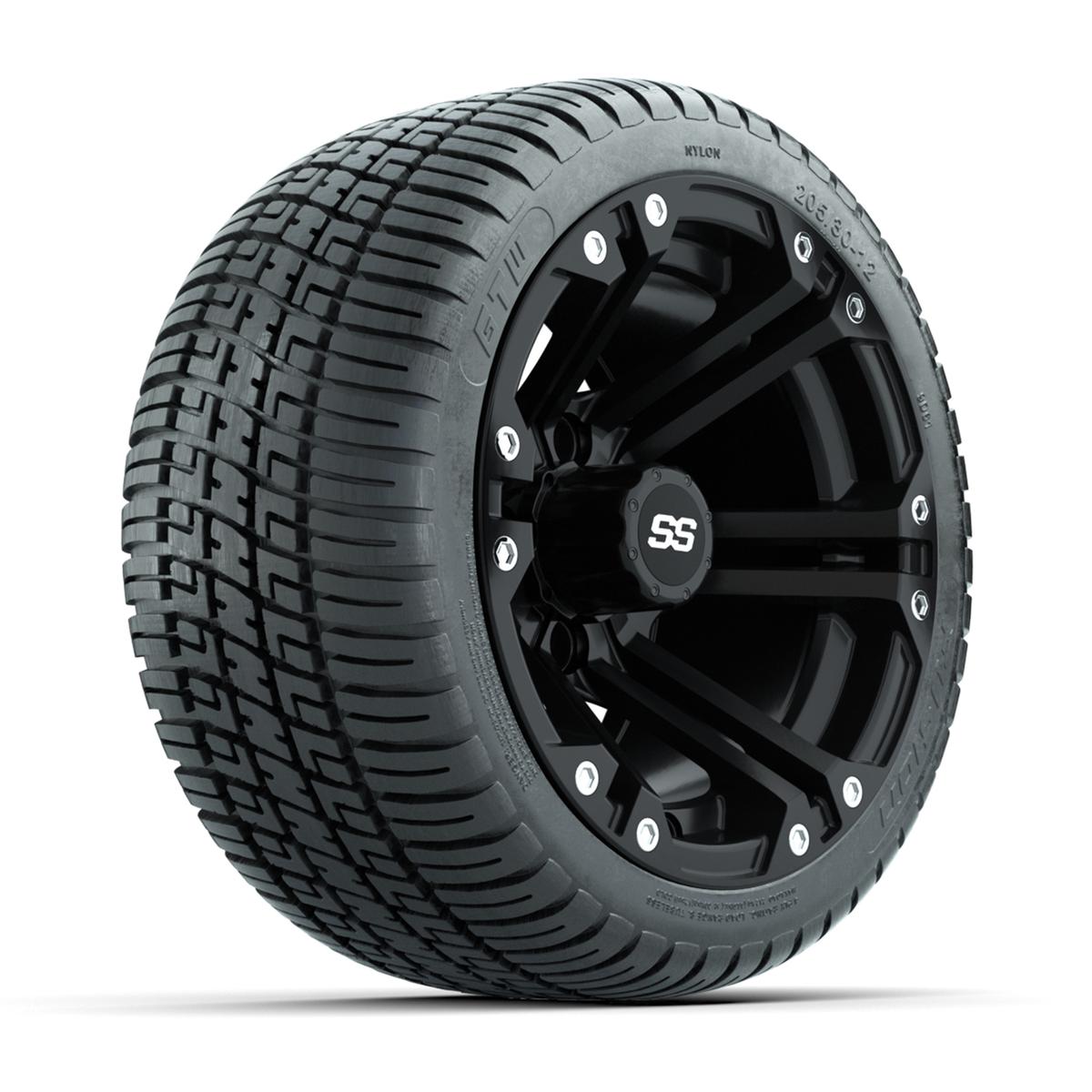 GTW Specter Matte Black 12 in Wheels with 205/30-12 Fusion Street Tires – Full Set