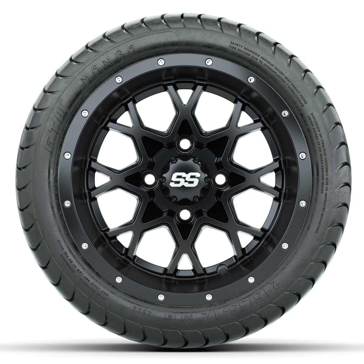 Set of (4) 12 in GTW Vortex Wheels with 215/35-12 GTW Mamba Street Tires