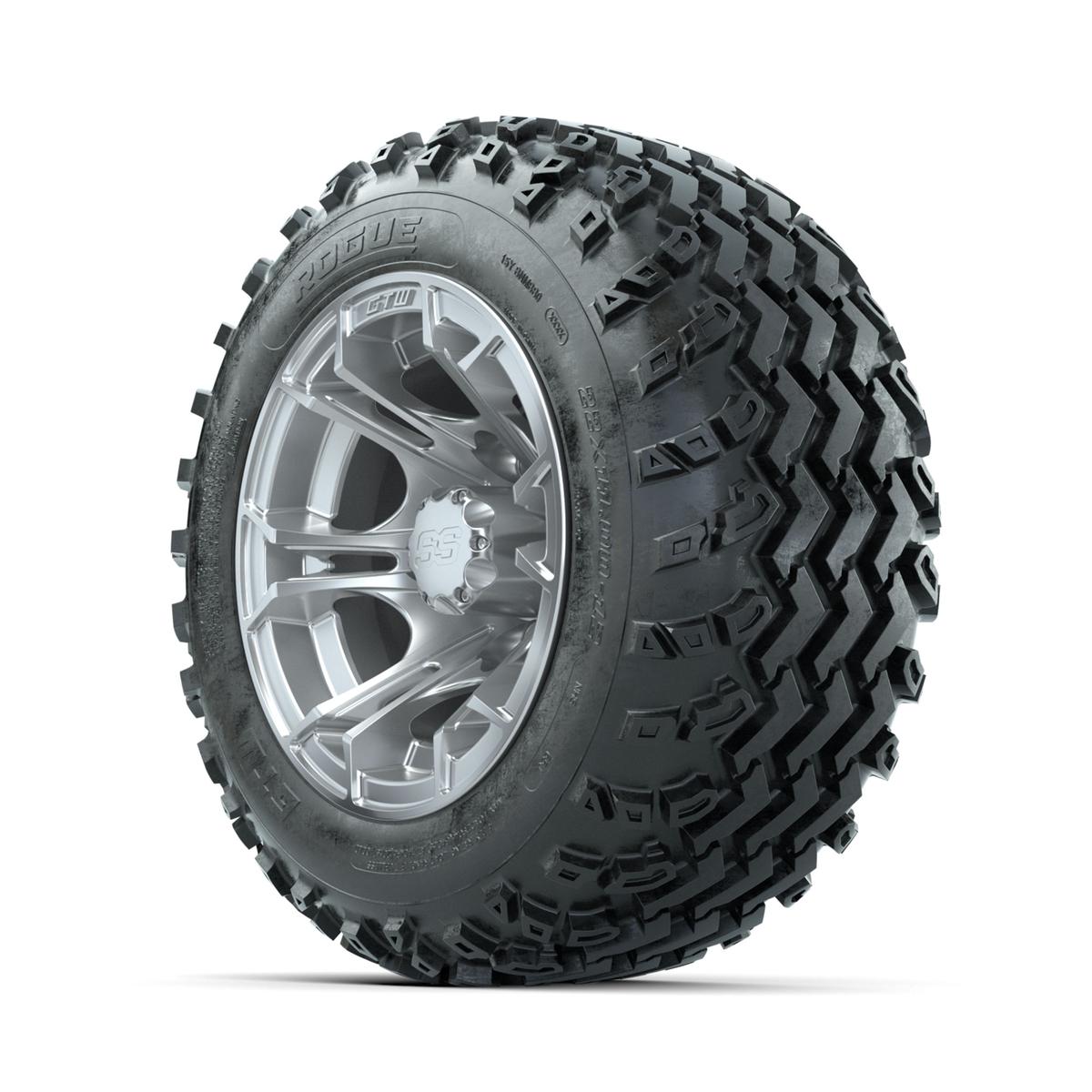 GTW Spyder Silver 12 in Wheels with 22x11.00-12 Rogue All Terrain Tires – Full Set