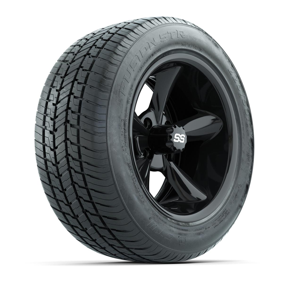 GTW&reg; Godfather Black 14 in Wheels with 255/50-R14 Fusion STR DOT Approved Street Tires - Full Set