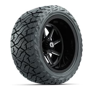 GTW&reg; Reaper Black/Machined 15 in Wheels with 23X10-R15 Maverick Steel Belted Radial All-Terrain Tires - Full Set