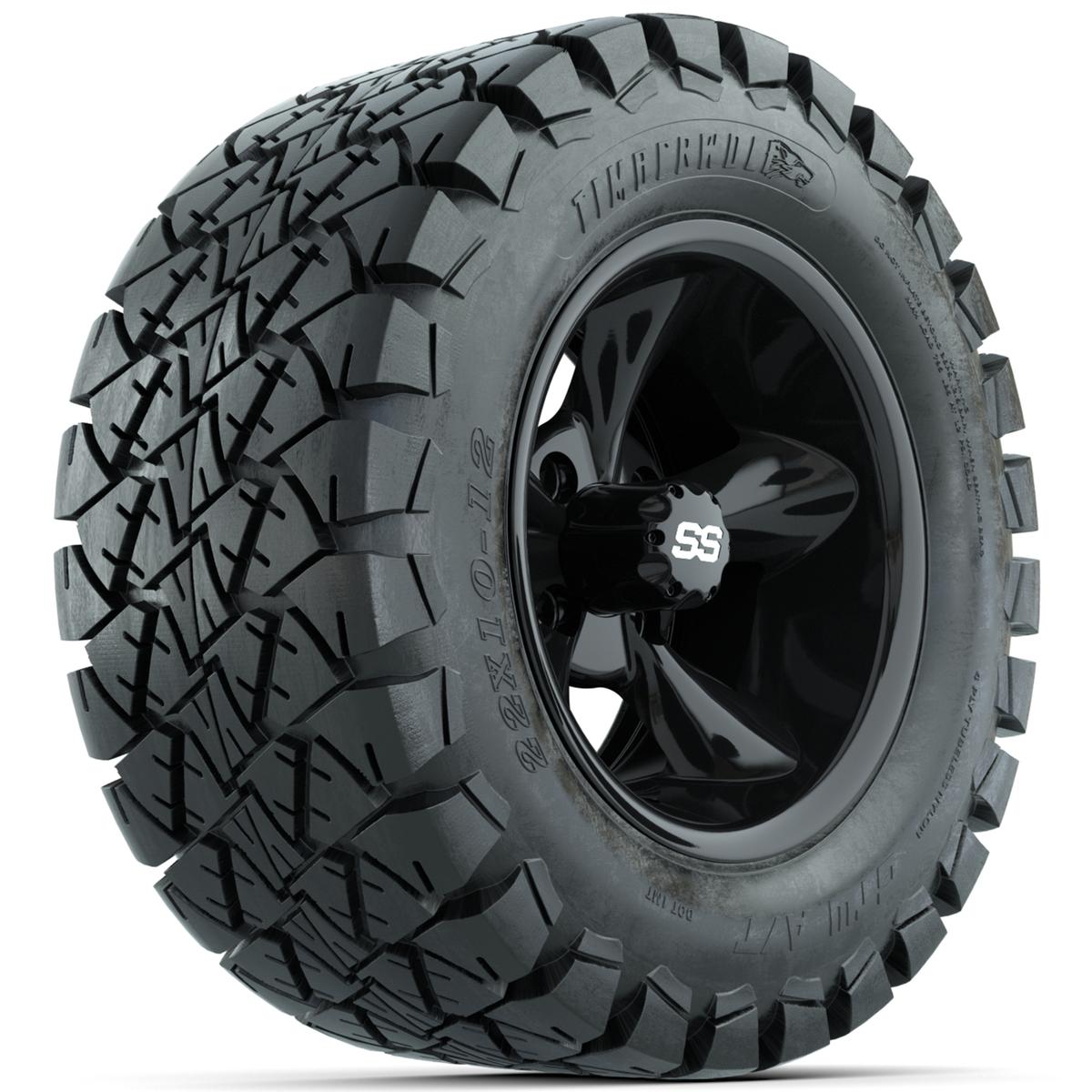 Set of (4) 12 in GTW Godfather Wheels with 22x10-12 GTW Timberwolf All-Terrain Tires