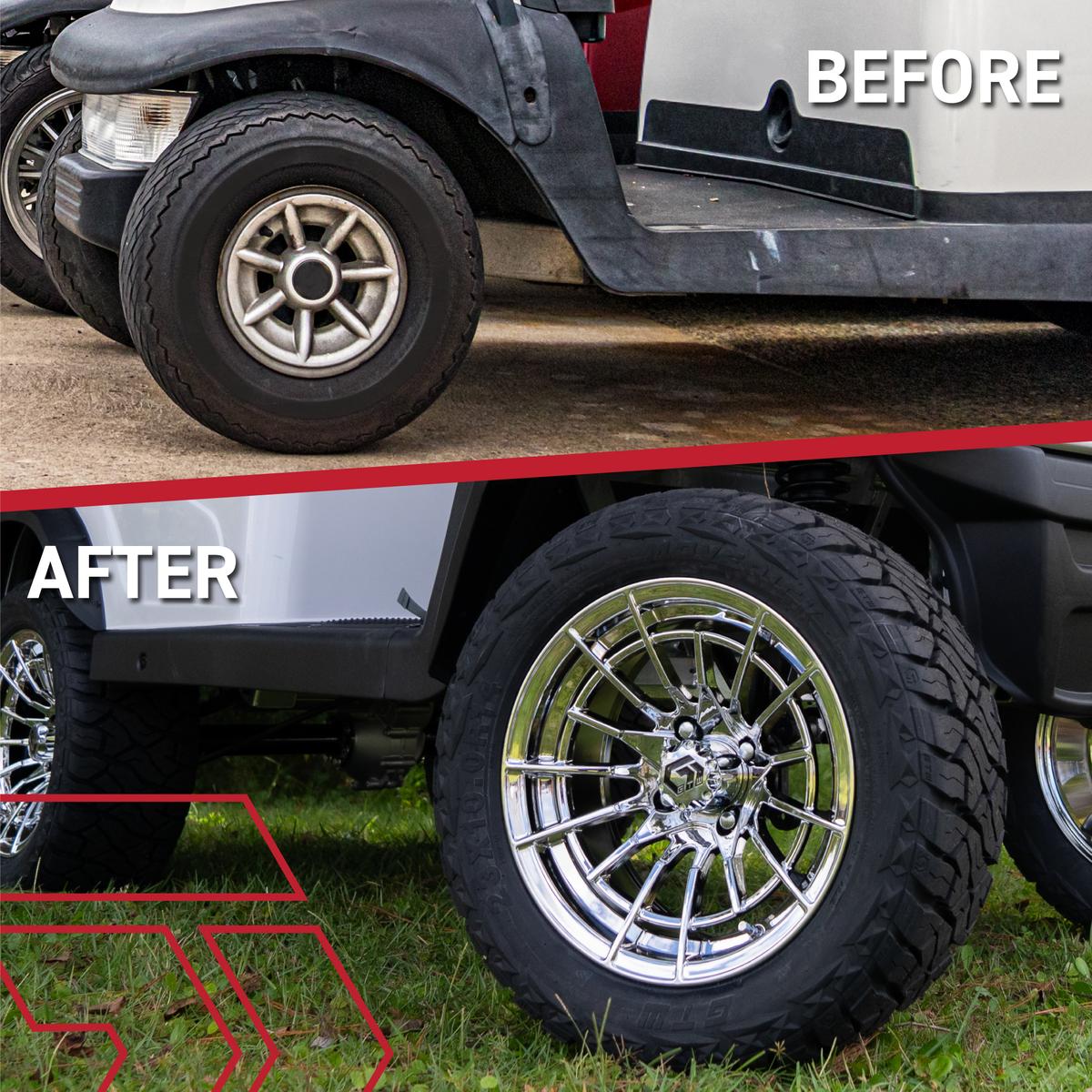 GTW&reg; Boost Gloss Black 12 in Wheels with 23X10.00-12 Rogue All-Terrain Tires – Full Set