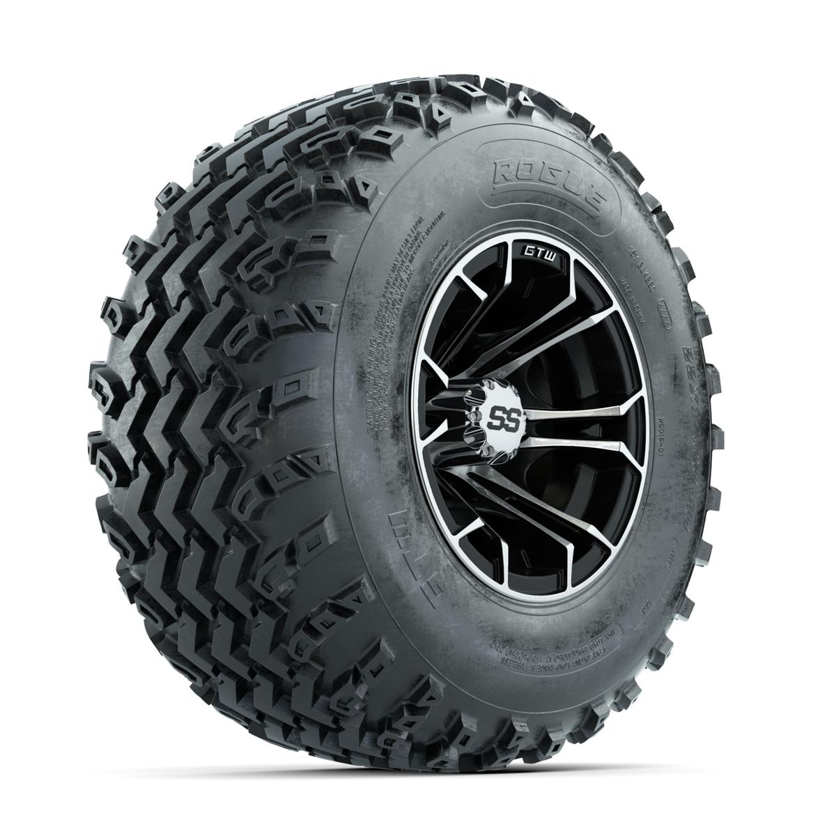 GTW Spyder Machined/Black 10 in Wheels with 22x11.00-10 Rogue All Terrain Tires �� Full Set