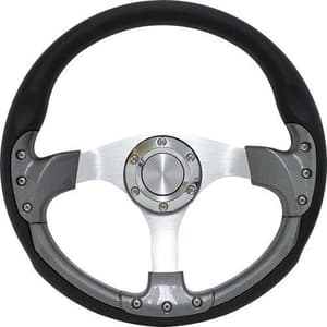 2004-Up Club Car Precedent - GTW 14 Inch Pursuit Carbon Fiber Steering Wheel with Chrome Adaptor Kit