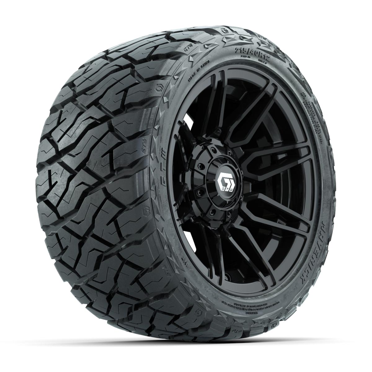 GTW Stealth Gloss Black 12 in Wheels with 215/40-R12 Maverick Low-Profile All-Terrain Tires – Full Set