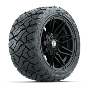 GTW Stealth Gloss Black 12 in Wheels with 215/40-R12 Maverick Low-Profile All-Terrain Tires – Full Set