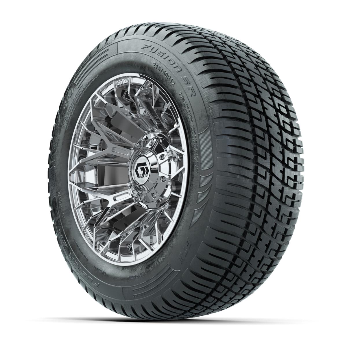 Set of (4) 12 in GTW® Stellar Chrome Wheels with 215/50-R12 Fusion S/R Street Tires