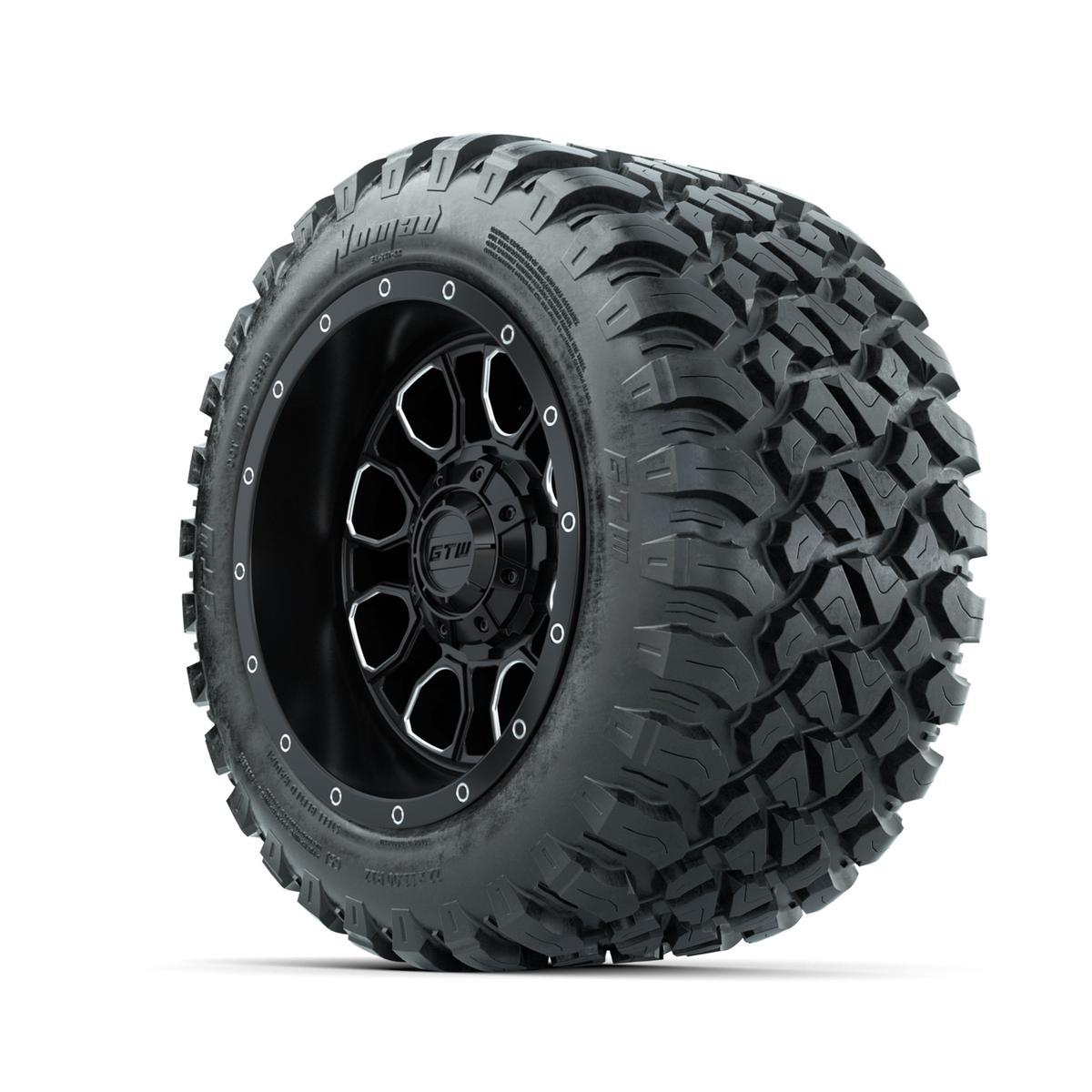 Set of (4) 12 in GTW® Volt Machined & Black Wheels with 22x11-R12 Nomad All-Terrain Tires