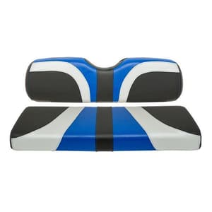 RedDot&reg; Blade Front Seat Covers for Club Car DS – Alpha Blue / Silver / Black Carbon Fiber